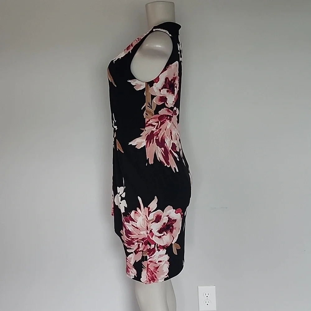 WHBM black floral no sleeve stretchy dress-S - Picture 4 of 9